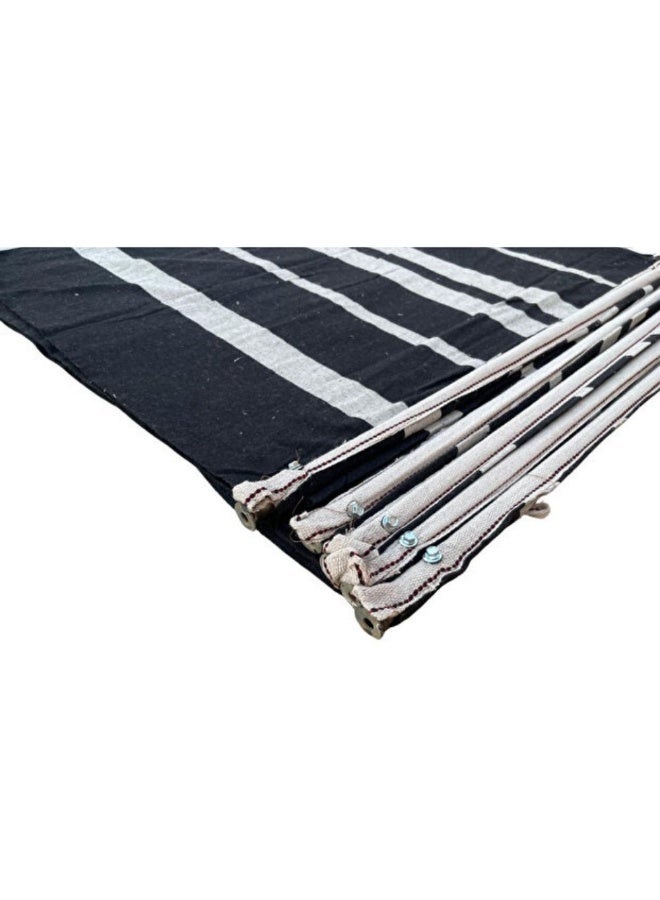 AL3B Foldable Outdoor Camping Tents (6 meter × 120 cm), Windbreak Sidewall Black Striped Cotton Canvas with Steel Poles Inside, Fabric vision blocker curtain for Beach, Picnic & Travel, Protects from Wind, Dust & Air - Image 4